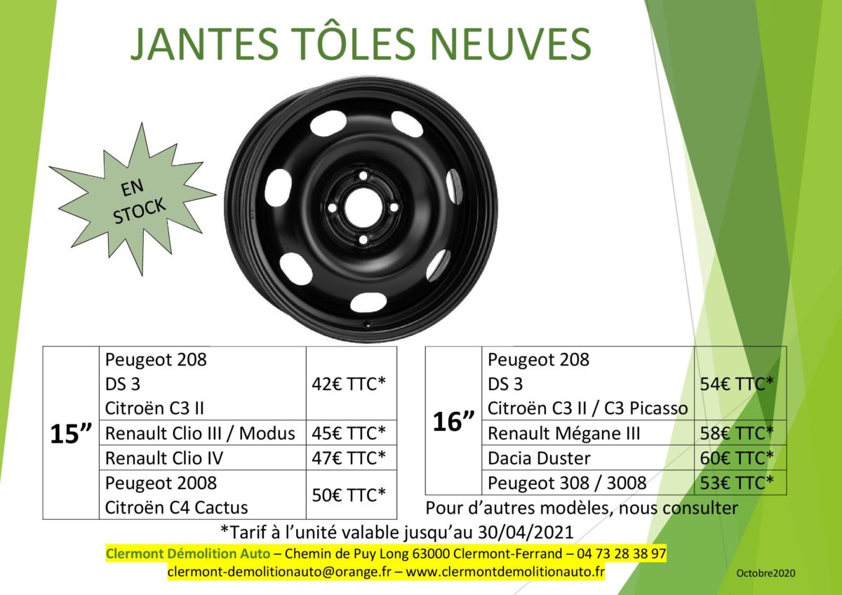 CLERMONT DEMOLITION AUTO JANTES TOLES NEUVES